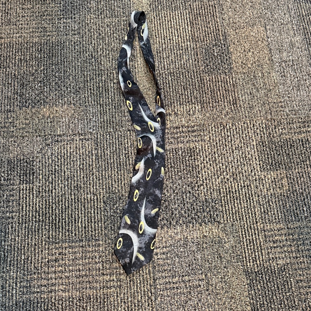 Demetrius Black and Gold and White Design Tie